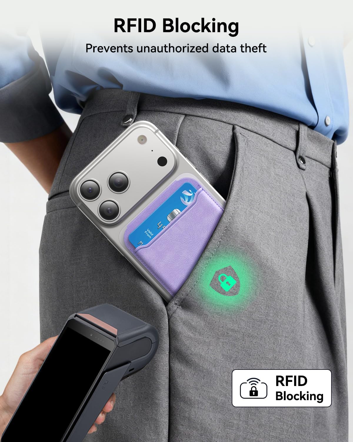 for MagSafe Wallet, Works with Apple Find My,5 Card Holder with Stand, Magnetic Phone Wallet Stand for iPhone 17/16/15/14/13/12 Pro Max Air Plus, RFID Blocking Vegan Leather,Purple