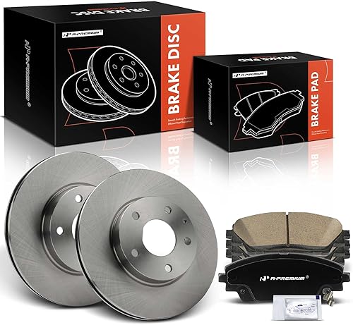 Miniatura 8 de A-Premium Kit de rotores de freno de disco ventilados delanteros de 11.01 pulgadas (11.016 in) + pastillas de cerámica compatibles con modelos