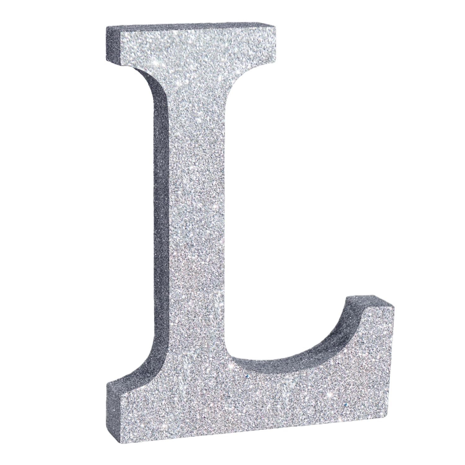TONIFUL 8 Inch Silver Glitter Letter L Table Centerpiece A-Z Silver Birthday Party Decorations,Silver Alphabet L for Birthday,Chrismas,Graduation,