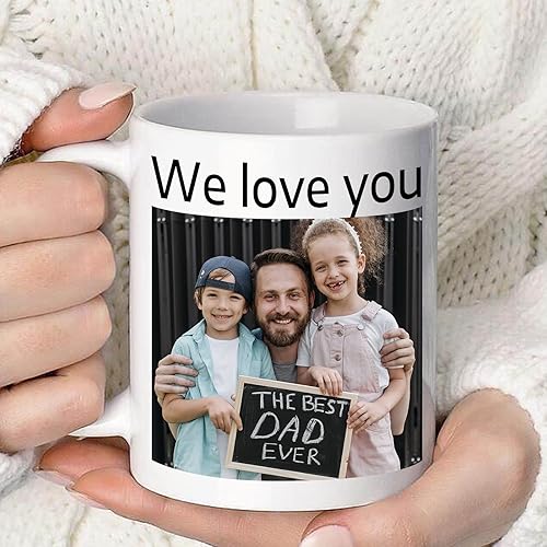 Miniatura 3 de Taza de café personalizada con nombre y logotipo de texto fotográfico, tazas personalizadas por ambos lados de 11 onzas, regalos personalizados para