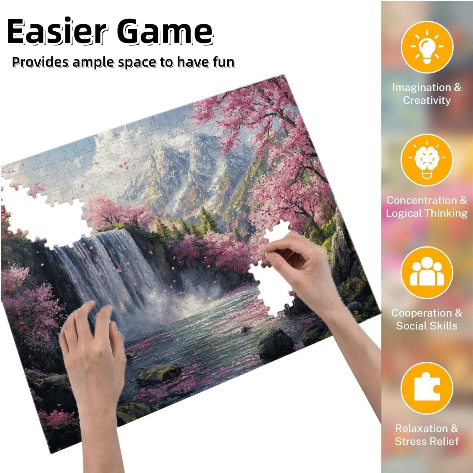 Jigsaw Puzzle, 4000 Pezzi Puzzle Classici, Rosa Puzzle Rilassamento Intelligence, Mpossibile Difficile Puzzles impegnativo per adulti Puzzles per Gioco Familiare, Regalo per Amore Amico Cascate K0F307