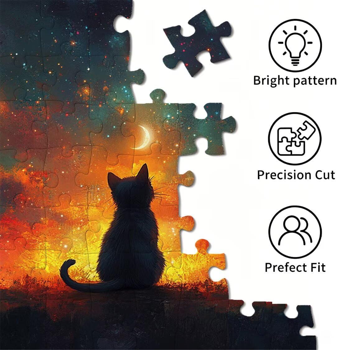 Puzzle 4000 sztuk 141 x 87 cm, Puzzle dla dorosłych Księżyc kot, n-853