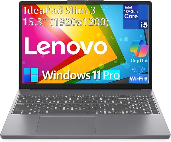 Lenovo 15" Laptop Computer for Home Business, Intel 8-Core i5-13420H (Beat i7-1355U), WiFi 6, Bluetooth 5.2, FHD+ IdeaPad Slim 3 Copilot AI PC, Luna Grey, Windows 11 Pro (40GB DDR5 RAM, 1TB PCIe SSD)