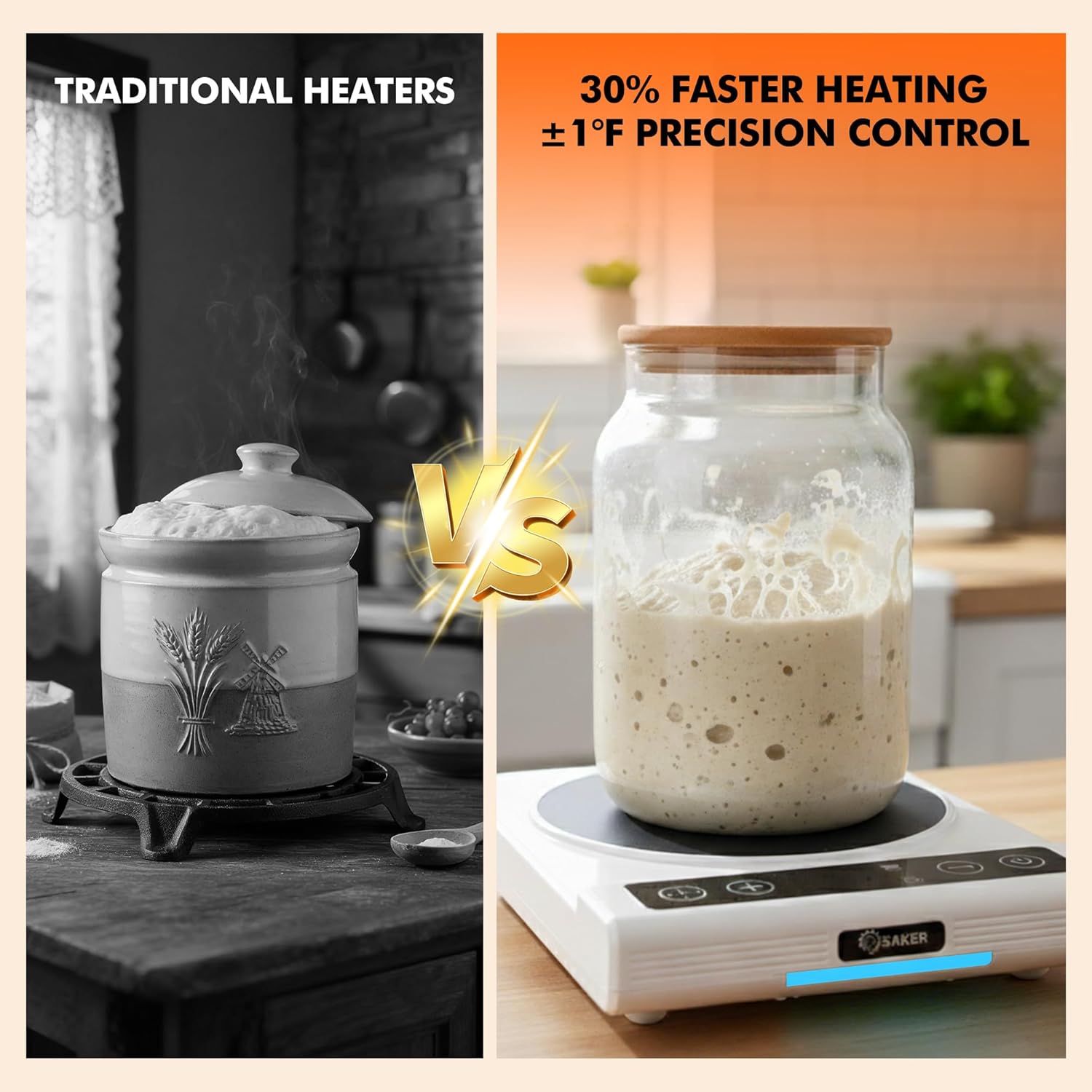 2025 Upgraded 2 in 1 Sourdough Warmer Mat & Cup Warmer, Smart Digital Heating Mat with Timer Dual Display for Sourdough Starter, Yeast Proofer, Coffee Mug Warmers
