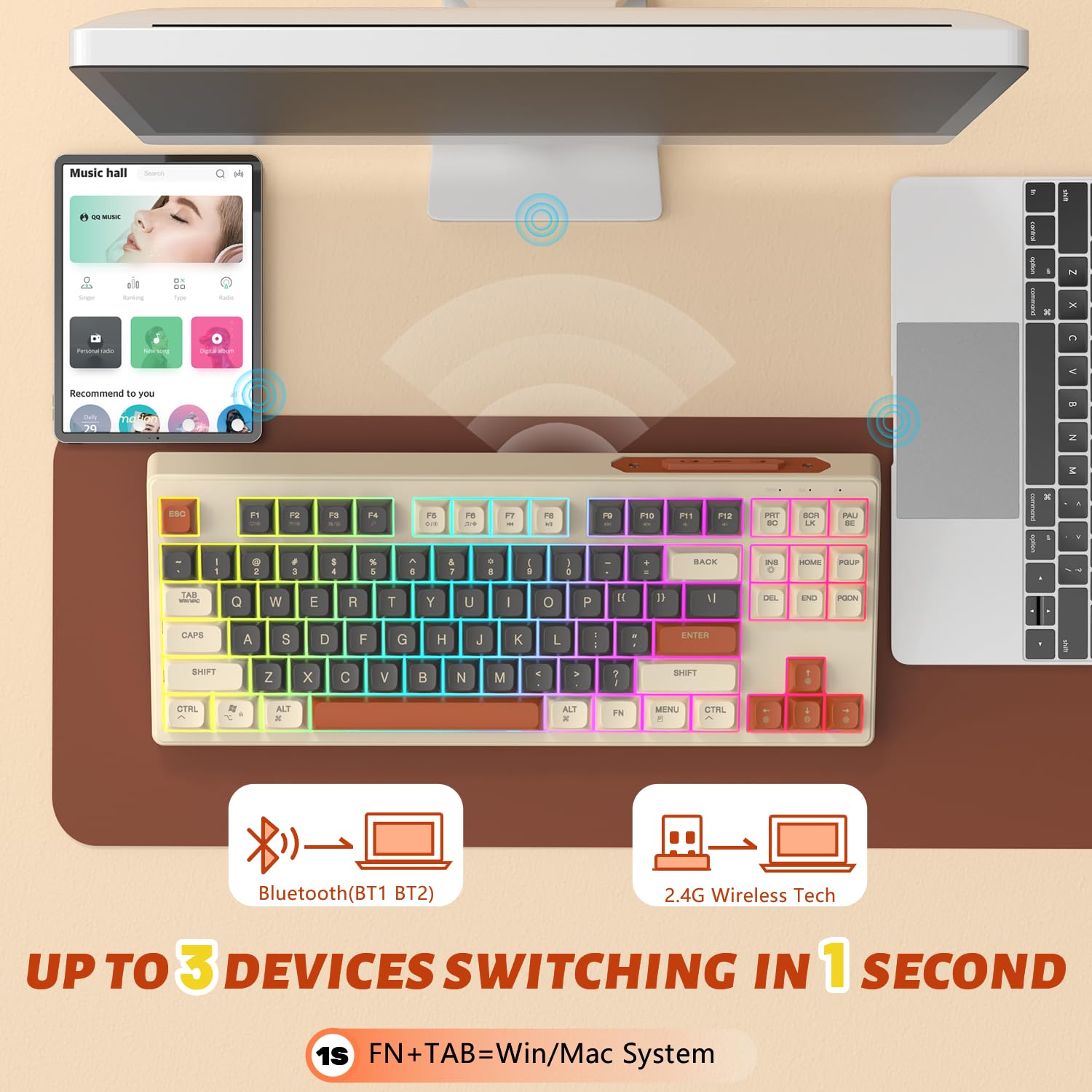 Amazon.com: ATTACK SHARK M87 80% Wireless Gaming Keyboard,87 Keys
