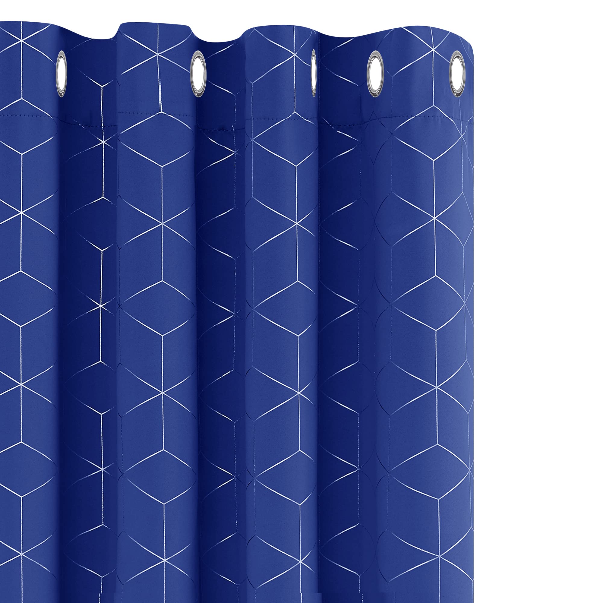 Deconovo Blackout Curtains, Eyelet Curtains, Diamond Foil Printed Energy Saving Curtains for Bedroom, 52 x 90 Inch(Width x Length), Sky Blue, One Pair — view 12