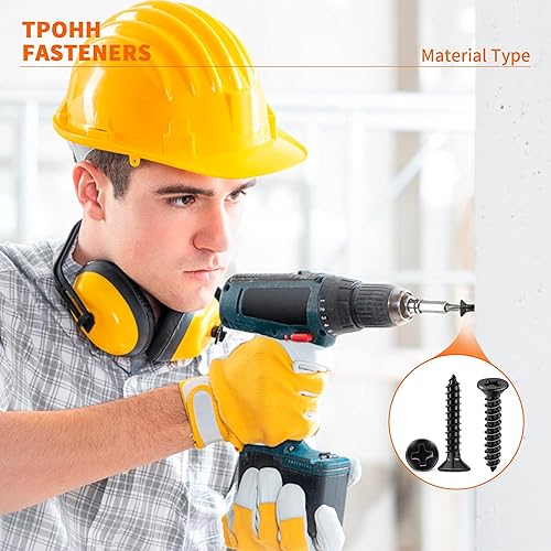 Miniatura 6 de 100 tornillos para madera de acero inoxidable 18-8 (A2) #4 x 12 pulgadas, cabeza plana con revestimiento negro, tornillo roscado completo Phillips,