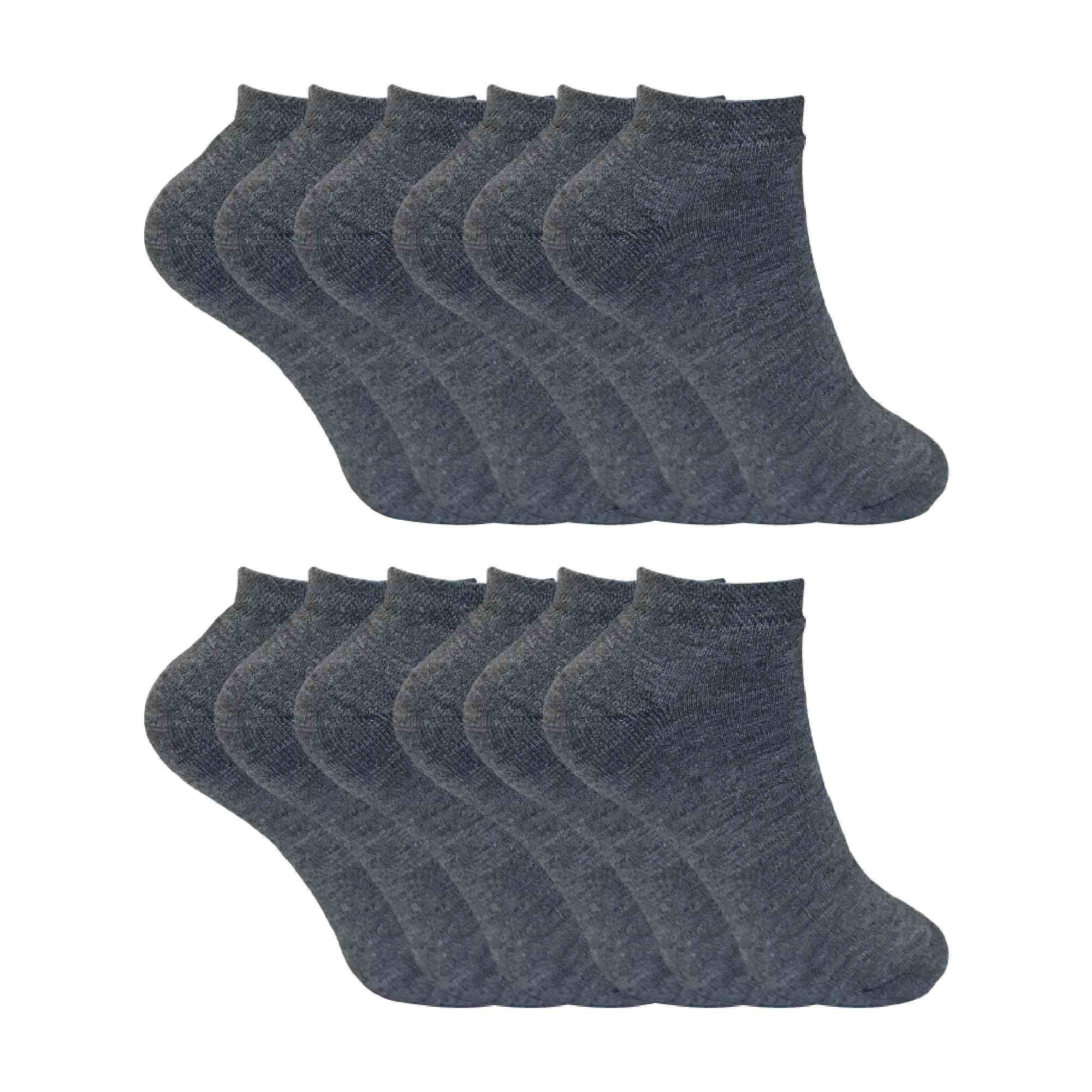 Sock Snob Women's Charcoal Winter Low Cut Trainer Socks | 12 Pair Multipack | Thick Ankle Socks For (4-8, )