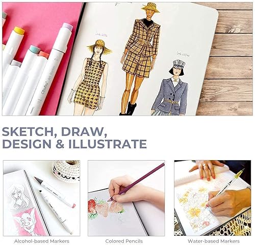 Miniatura 4 de Ohuhu Cuadernos de dibujo artísticos, paquete de 2 cuadernos de dibujo de 8.3 x 8.3 pulgadas y 8.3 x 11.7 pulgadas, cuadernos de dibujo artístico,