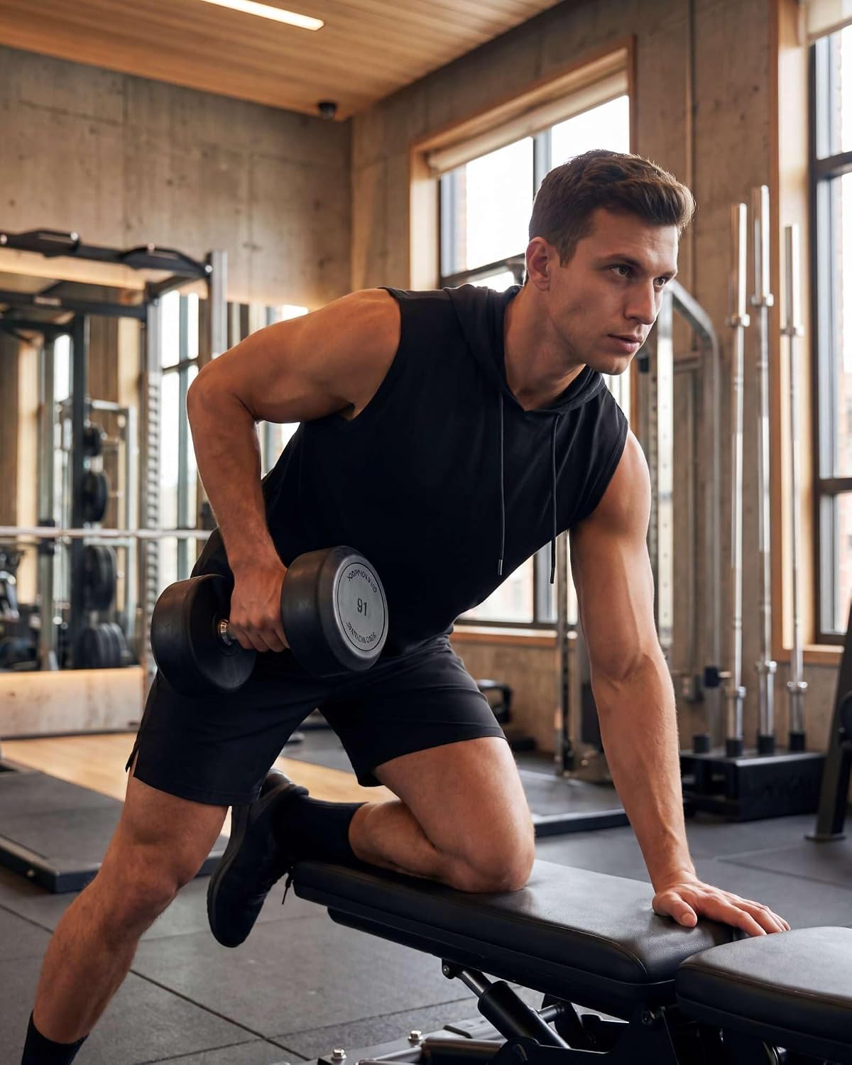 Real Essentials 3 Pack: Mens Dry-Fit Active Hooded Tank Top - Workout Sleeveless Hoodie Drawstring (Available in Big & Tall)