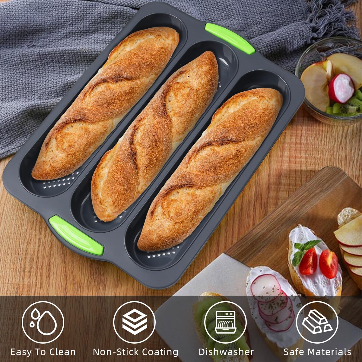 Stampo In Silicone Per Baguette E Dolci, 4 Pezzi Antiaderente, Per Cioccolato E Pane, Resistente Al Calore Fino A 230°C