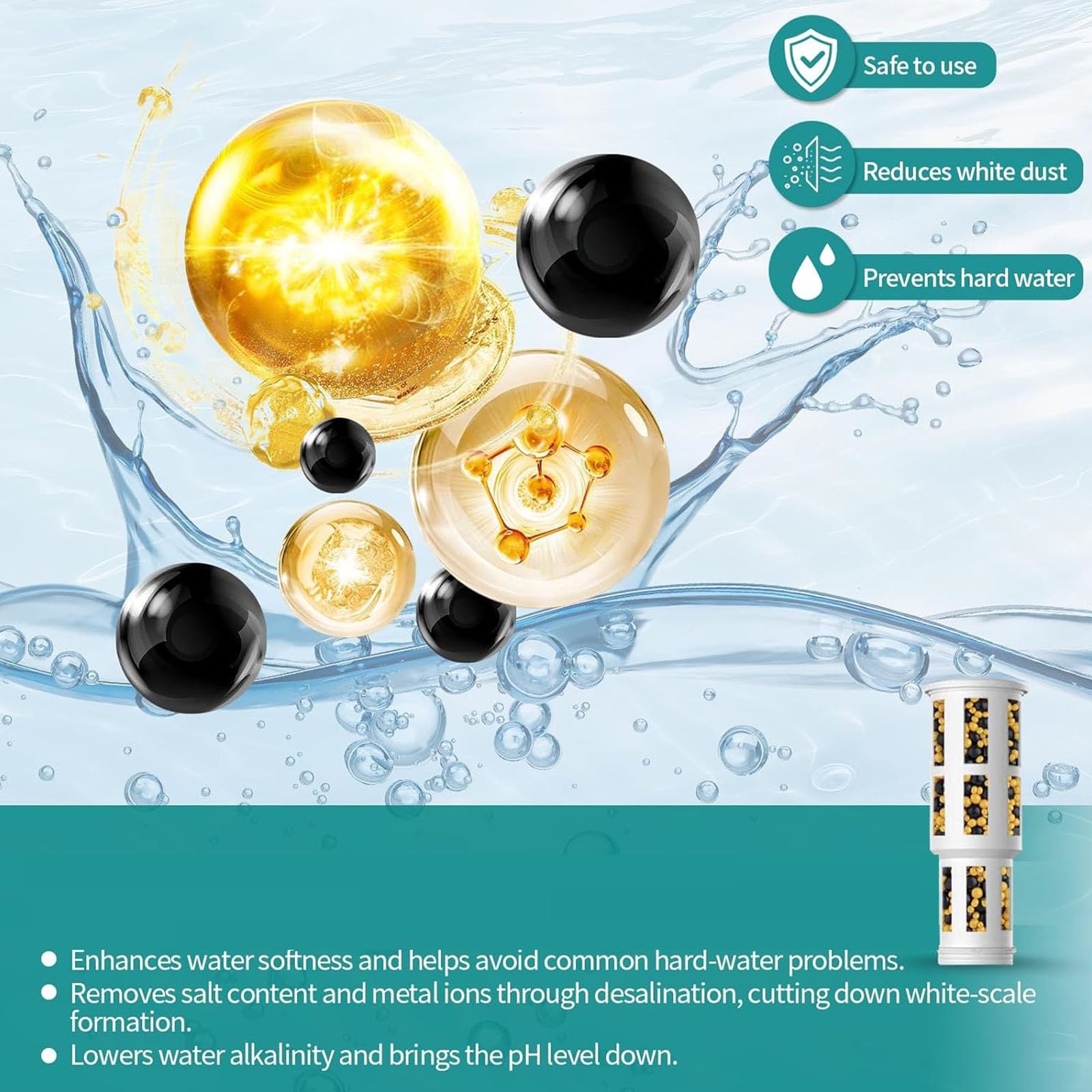 Set di 4/6 pezzi di ricambio per demineralizzazione dell'acqua, previene la formazione di incrostazioni e filtro dell'acqua in un ambiente più sano
