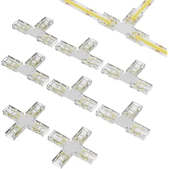 PAUTIX COB LED Strip Connector Set for 8 mm Wide COB Strips 2 Pin 6 Pieces T-Shape and 2 Pieces Cross Connectors Not Applicable for 10 mm LED Strip Lights
