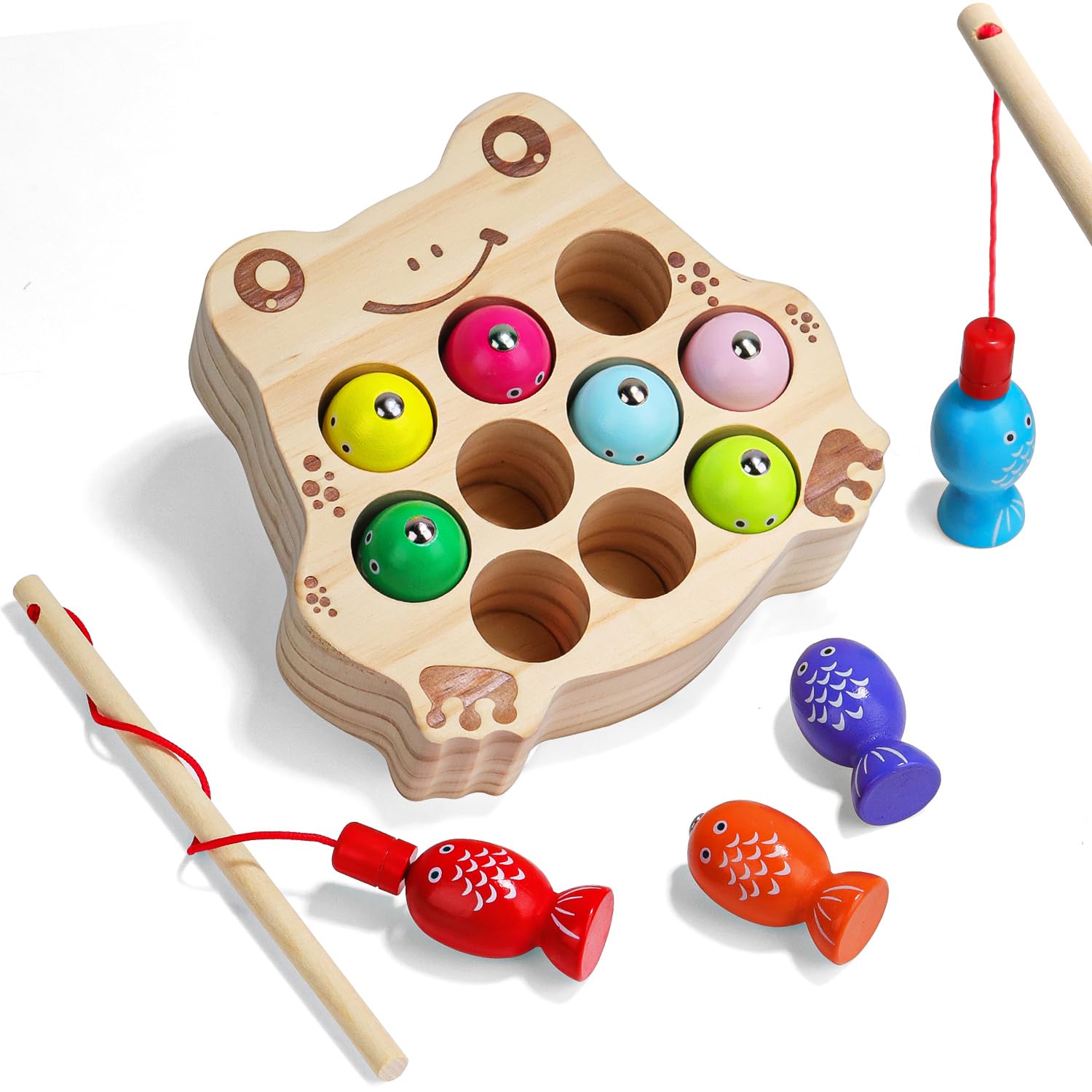 Magnetisch Visspel, 3-in-1 Houten Visspeelgoed voor Kinderen