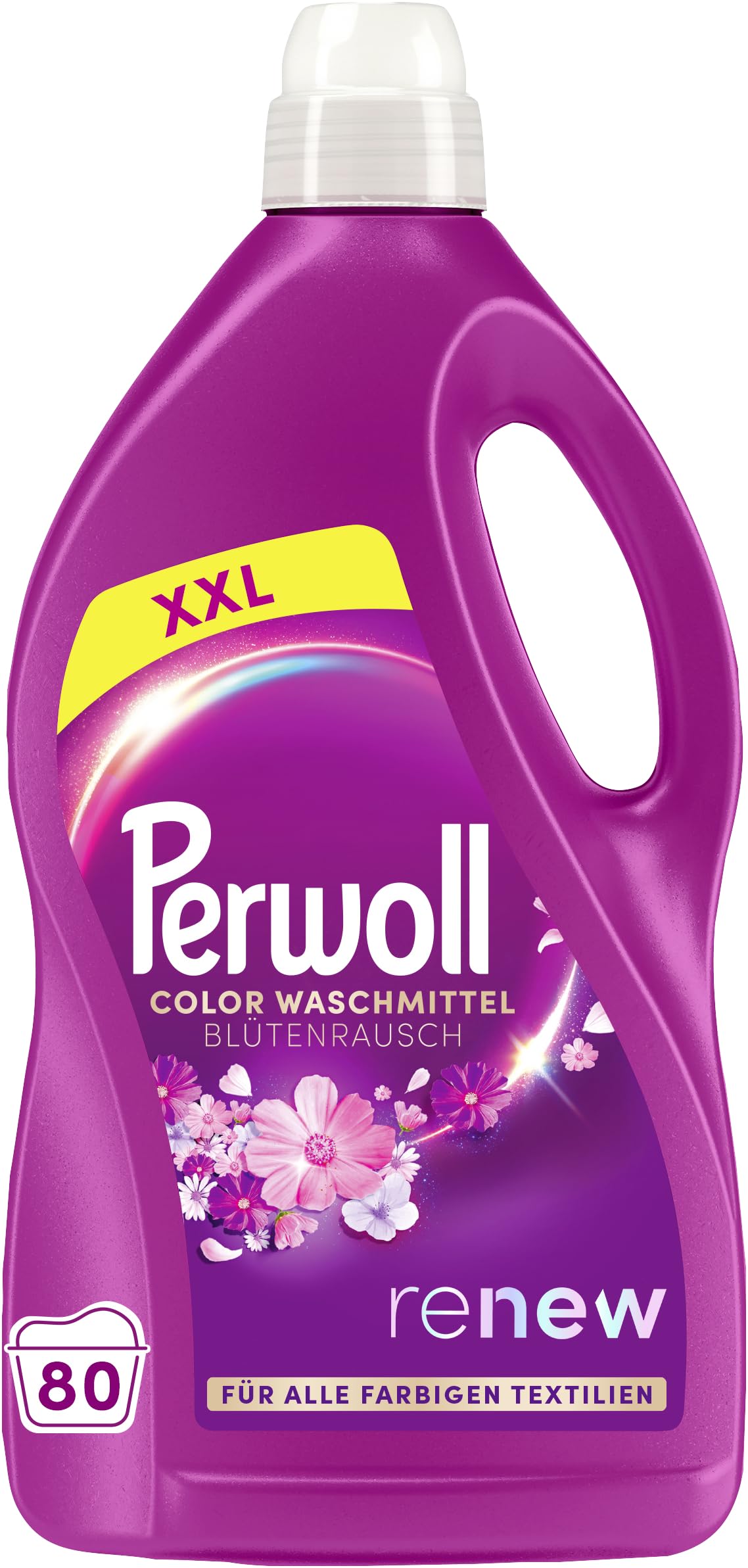 Perwoll Blütenrausch Waschmittel (80 Waschladungen), Feinwaschmittel reinigt sanft und erneuert Farben und Fasern, für alle farbigen Textilien, Color Waschmittel mit Dreifach-Renew-Technologie
