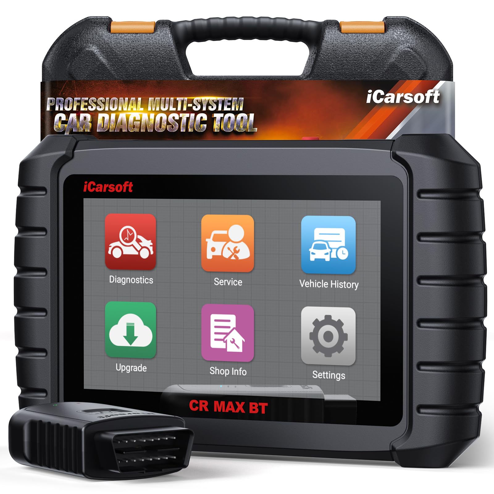 iCarsoft CR MAX BT OBD2 Máquina Diagnosis Coche Multimarca, Escáner de Todo el Sistema, 49 Funciones Reinicio+46 Servicios Adicionales, 40000+ Pruebas Activas, Codificación ECU, Vin Automático, CANFD