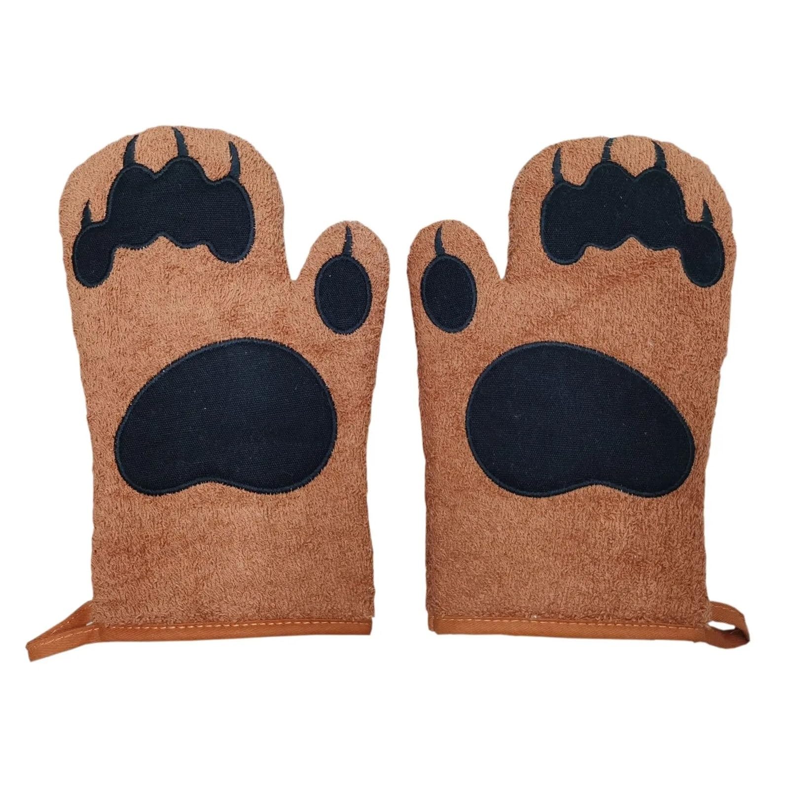 Oven Mitts Microwave Oven Mitts Heat Resistant Cotton Gloves Insulated Baking(Coffee Color)