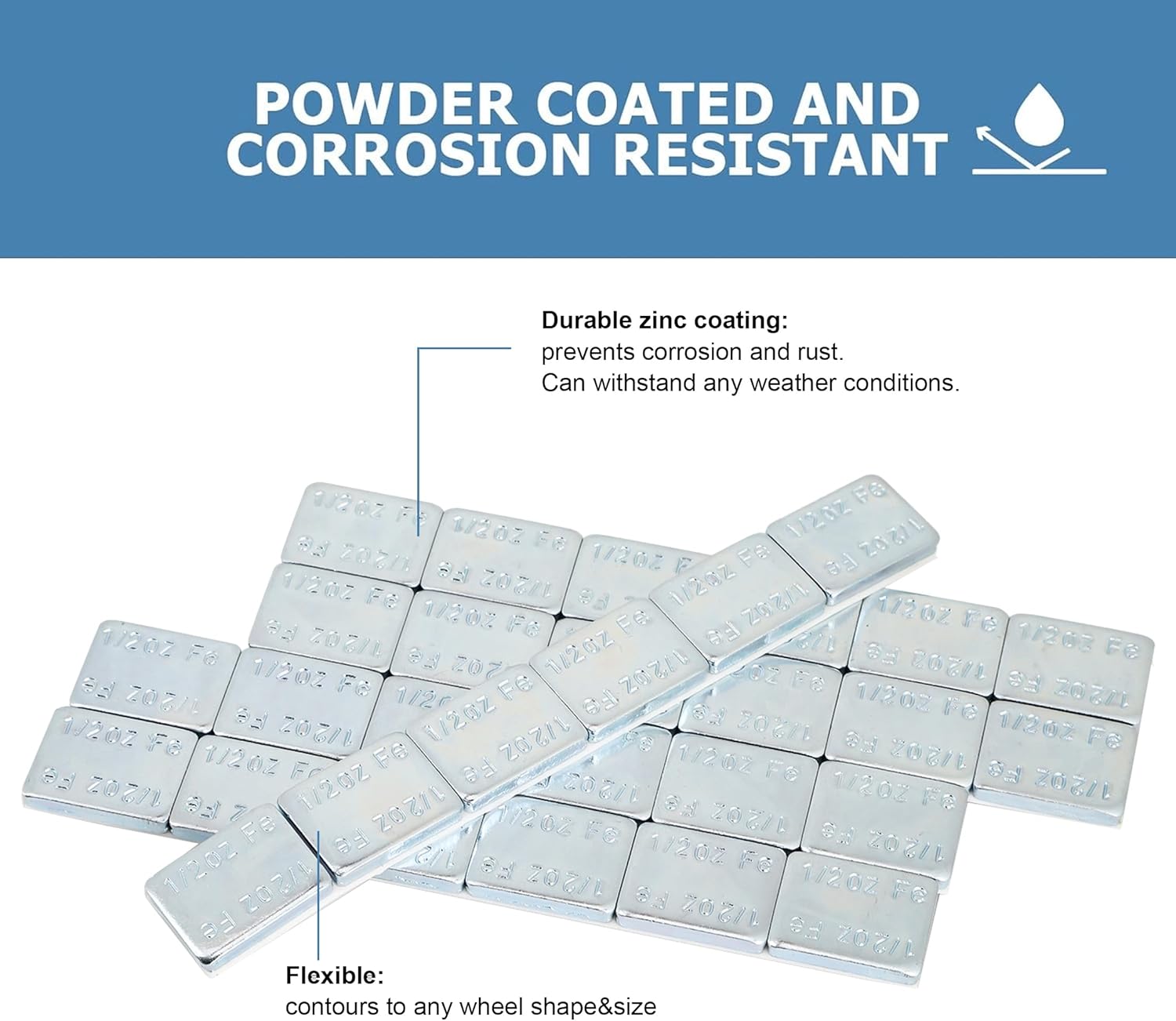 Eisen 4box 1/2oz,Stick on Adhesive Wheel Weights,288pcs,48strips/Box,Grey