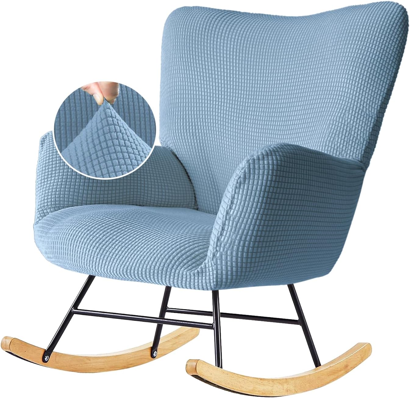 Nursery Rocking Chair Cover, Glider Chairs Slipcover,Non-Slip Furniture Protector Covers Jacquard Pattern with Elastic.Only Cover Washable