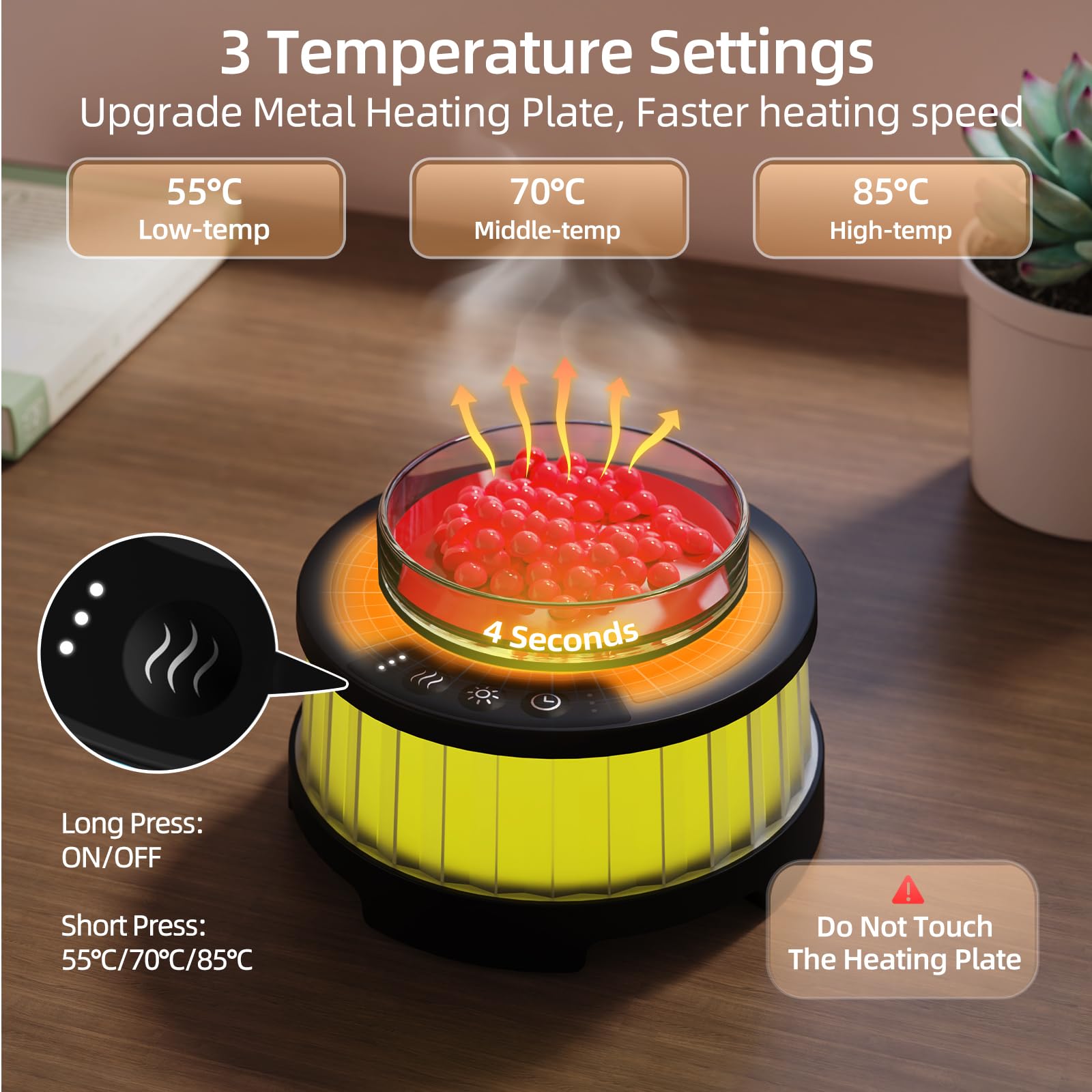 INXDOLHOM Scaldacera, Scalda Tazza con 7 Colori LED Cambiatore di Luce, Arrestatore Automatico, Scaldatore Candela Intelligente con 3 regolazioni di Temperatura,Lampada scalda Candela