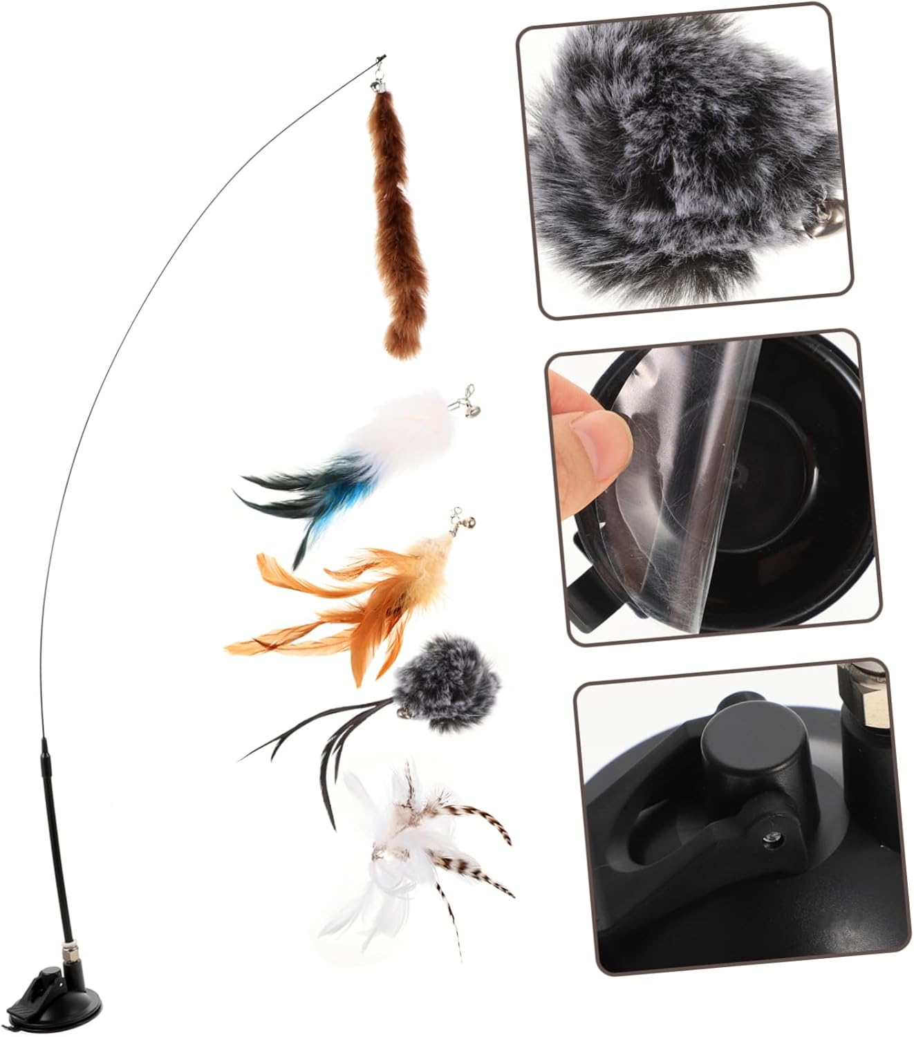 VANZACK 24pcs Interactive Teasing Toys for Cats Self-Play Teasing Sticks Bells Wands Engaging Pet Playset to and Encourage Activity