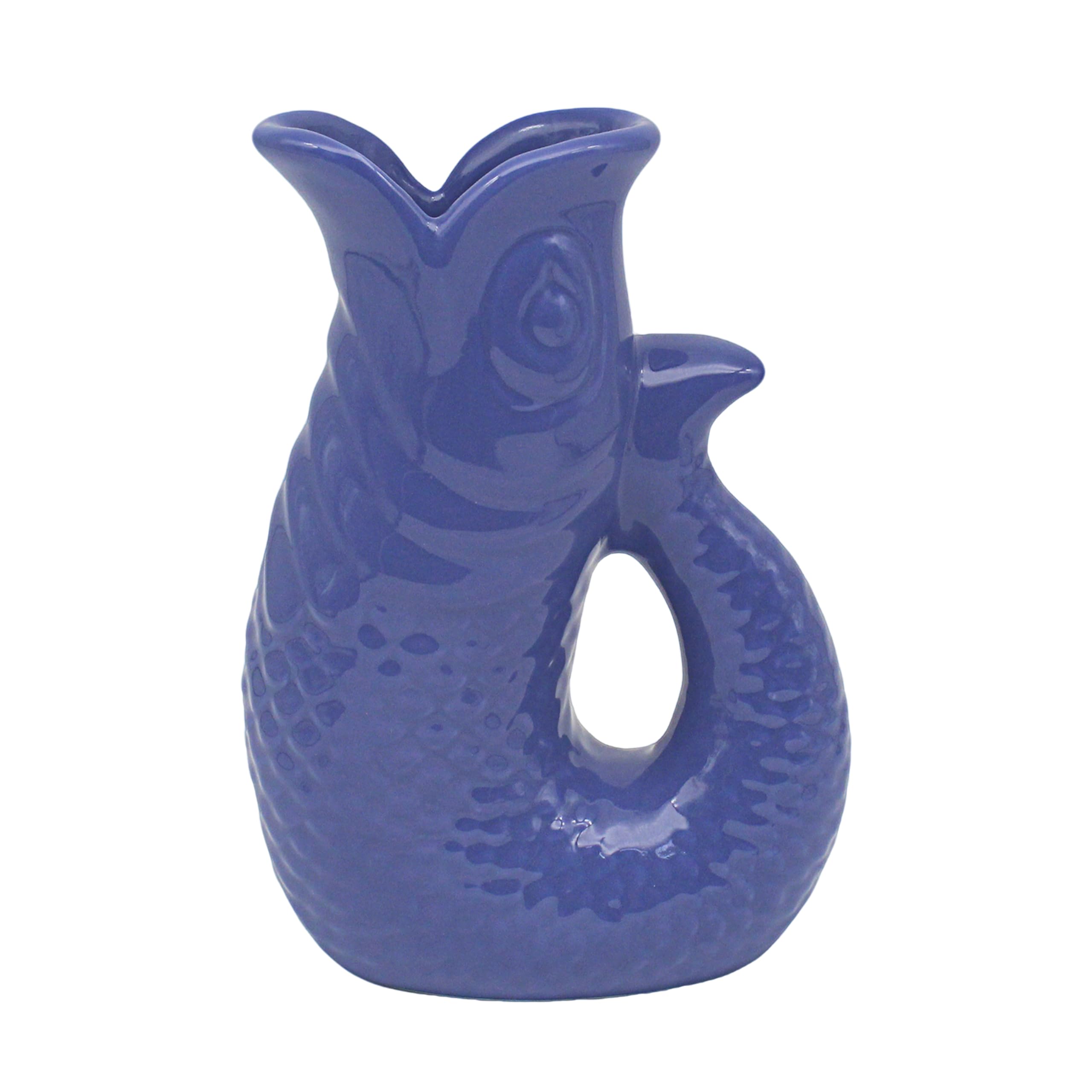 Lesser & Pavey Fish Jug Vase Blue 20cm | Decorative Ceramic Flower Jug for Fresh or Artificial Bouquets | Stylish Vase Alternative Gift for Lovers of Unique Flower Vases — image 1