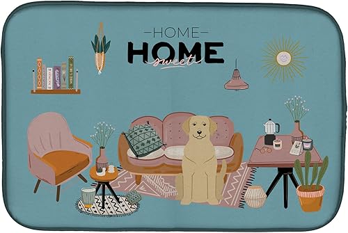 Miniatura 245 de Caroline's Treasures CK7824DDM - Tapete absorbente para secado de platos con diseño de bulldog inglés, rojo y blanco, para encimera de cocina, 14 x