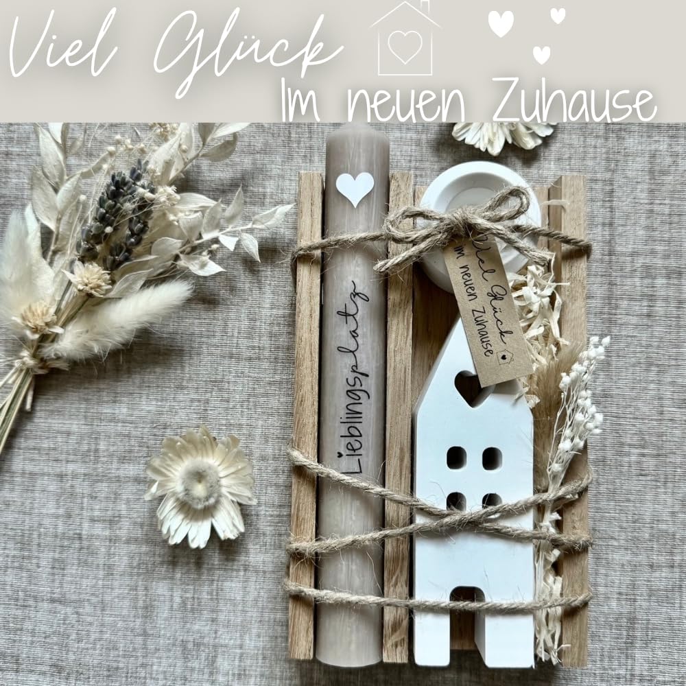 Einweihungsgeschenk Haus/Wohnung - Holzbox mit Kerze - wunderschön verziert - Einzugsgeschenke Haus/Wohnung - Tolles Geschenk zur Hauseinweihung - mit Trockenblumen - liebevoll und persönlich