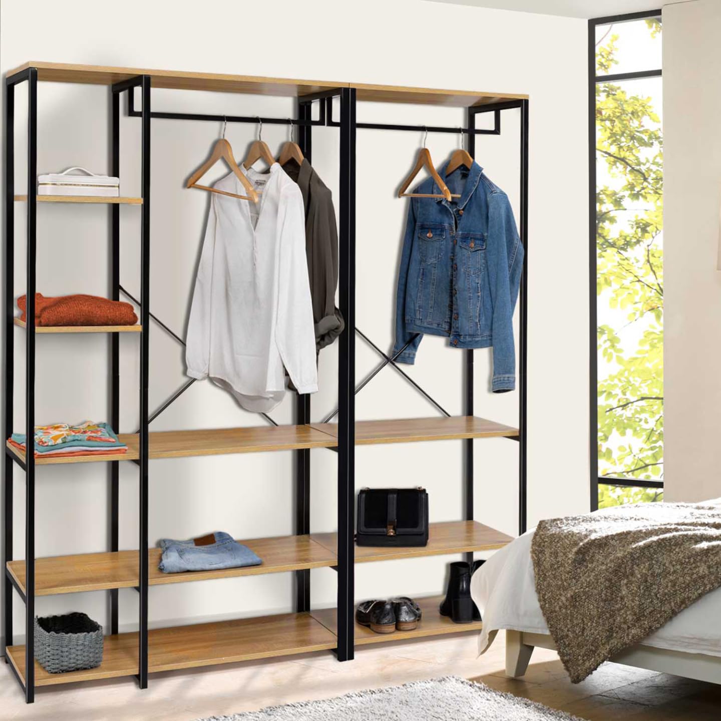 IDMarket - Vestidor modulable XXL L. 150 cm Detroit Diseño Industrial