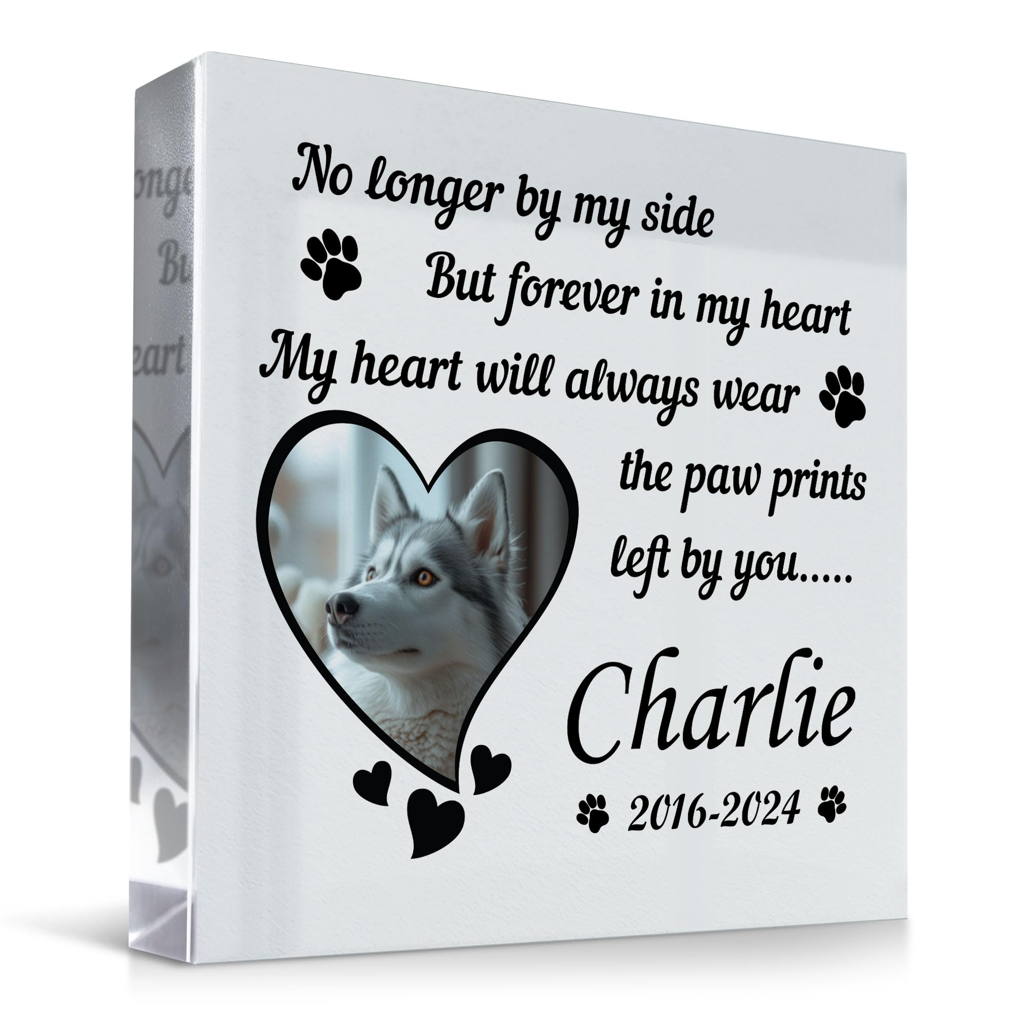 RED OCEAN Personalised Dog Memorial Gifts Custom Pet Memorial Plaques Pet Bereavement Gifts with Any Photo & Name Natural Slate Grave Plaque Gifts for Loss of Dog Cat Pet Puppy (Design 4)