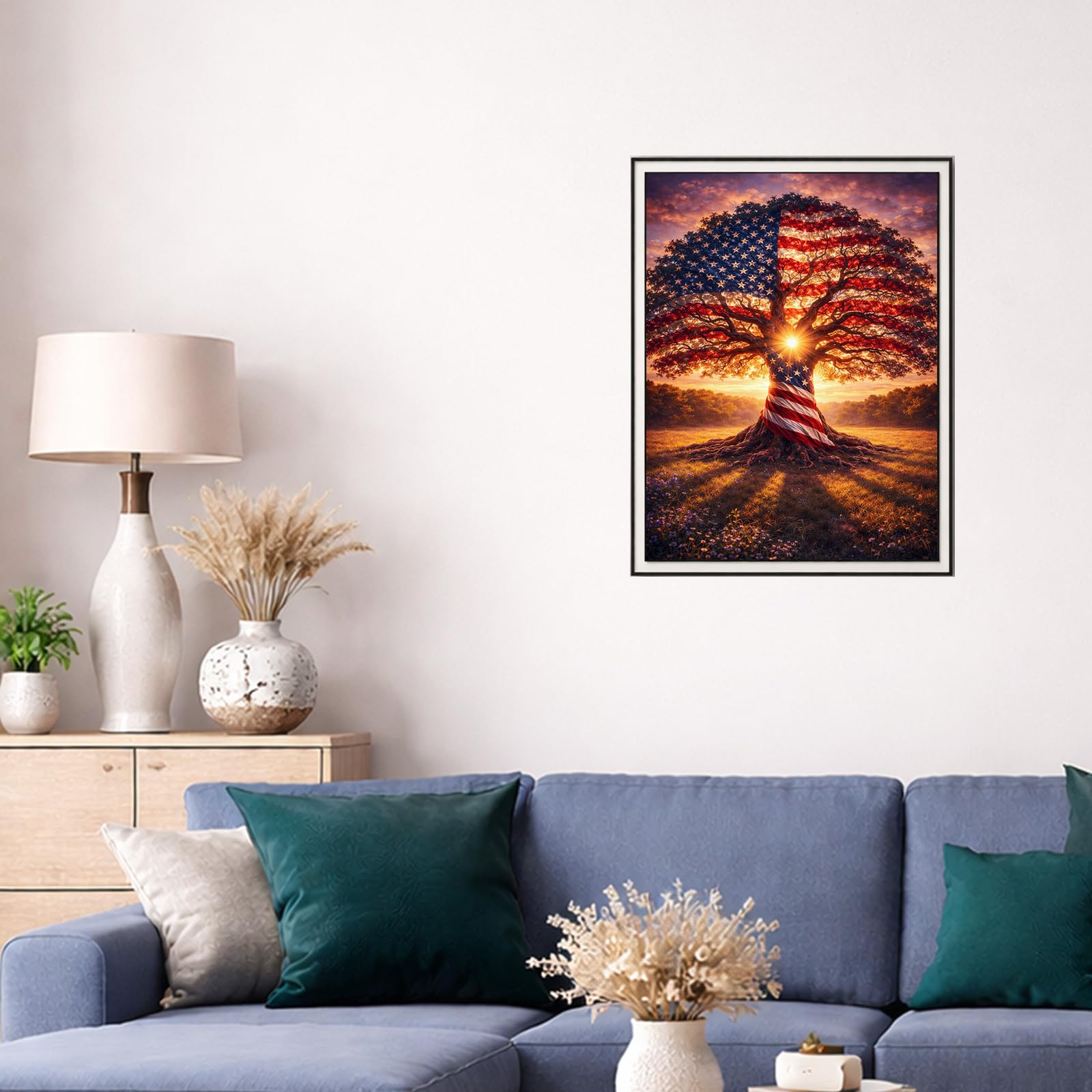 Diamond Painting Kit - American Flag Tree of Life -3