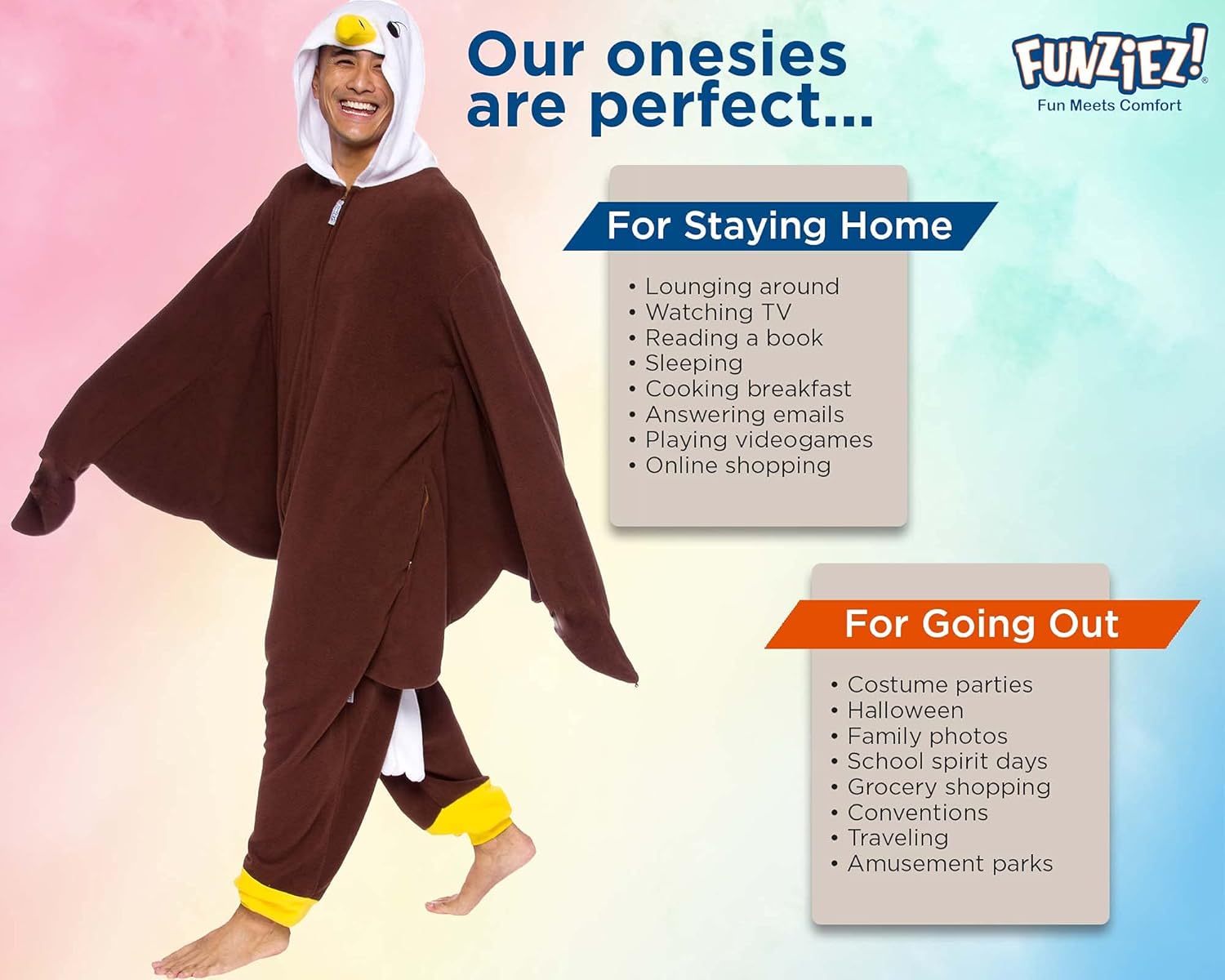 Funziez! Eagle One Piece - Plush Adult Bird Animal Costume Jumpsuit - Image 5