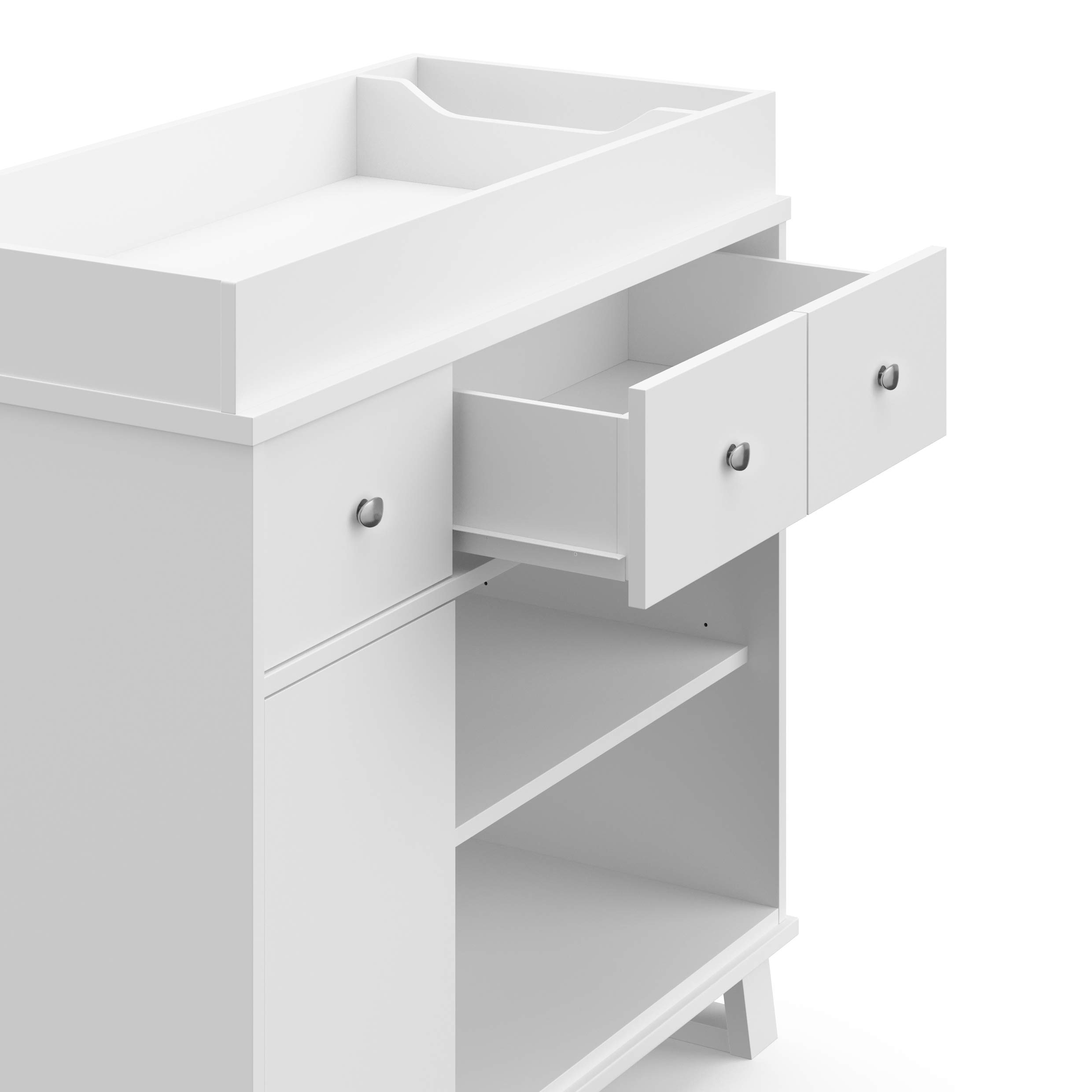 Storkcraft Modern Nursery Changing Table Dresser (White with White