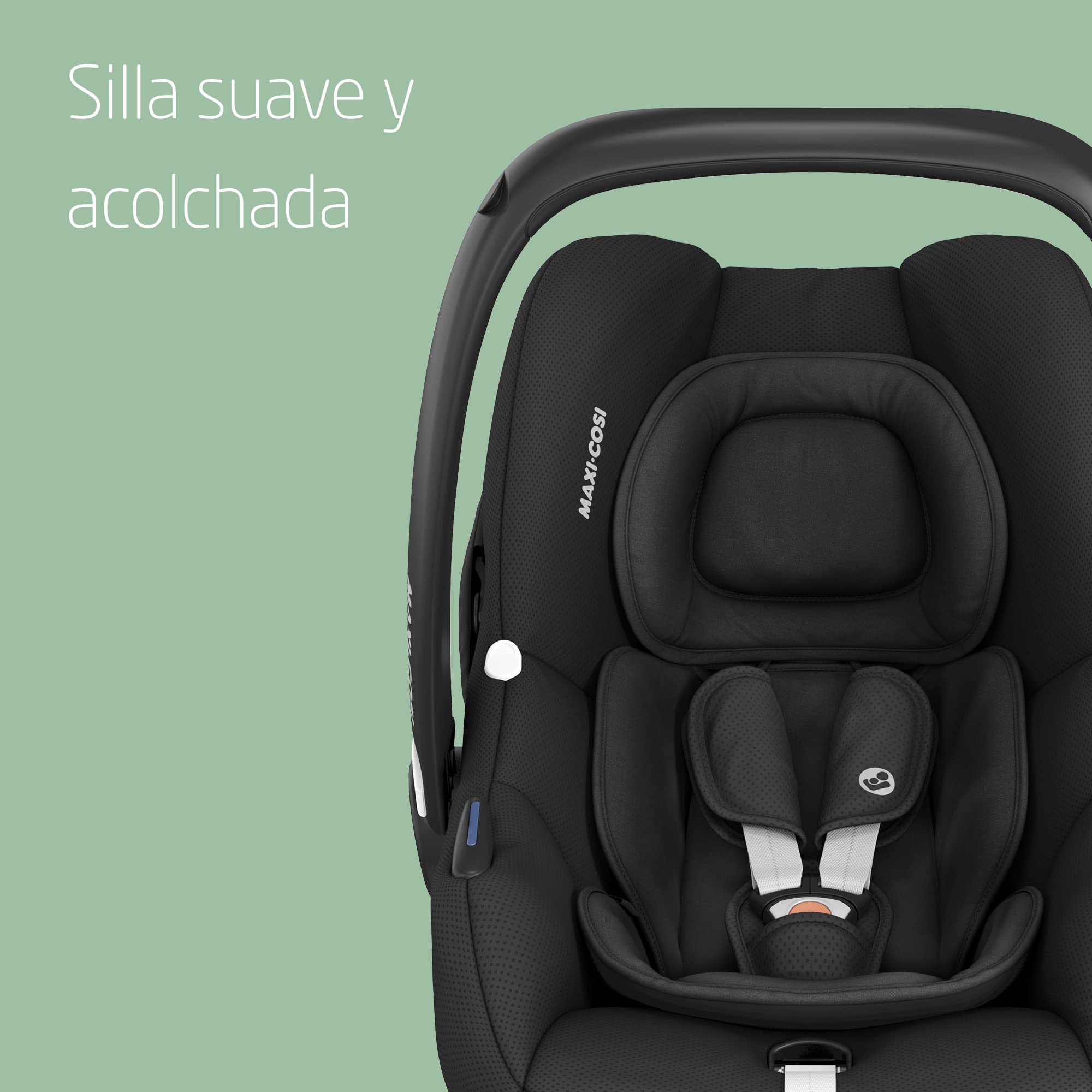 Maxi-Cosi CabrioFix i-Size, Silla Coche Bebé, 0-12m, máx.12 kg, Silla para Recién Nacido Ligera (3,2kg), Capota Grande, Asiento Acolchado, se Adapta de Cochecitos Maxi-Cosi, Essential Black