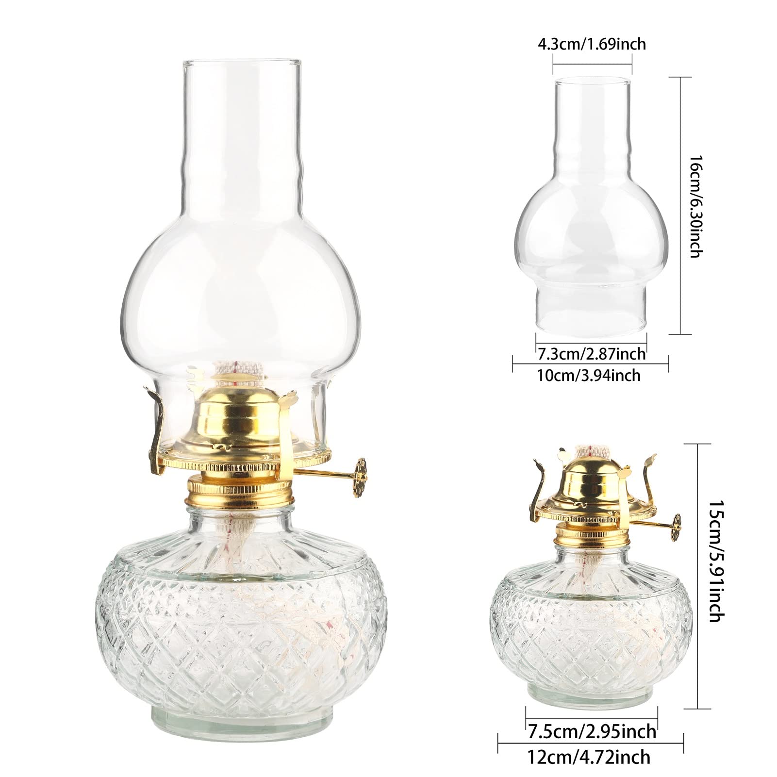 Abat-jour En Verre Transparent Pour Lampe à Huile – Cheminée De Rechange Haute Température – Style Vintage Classique