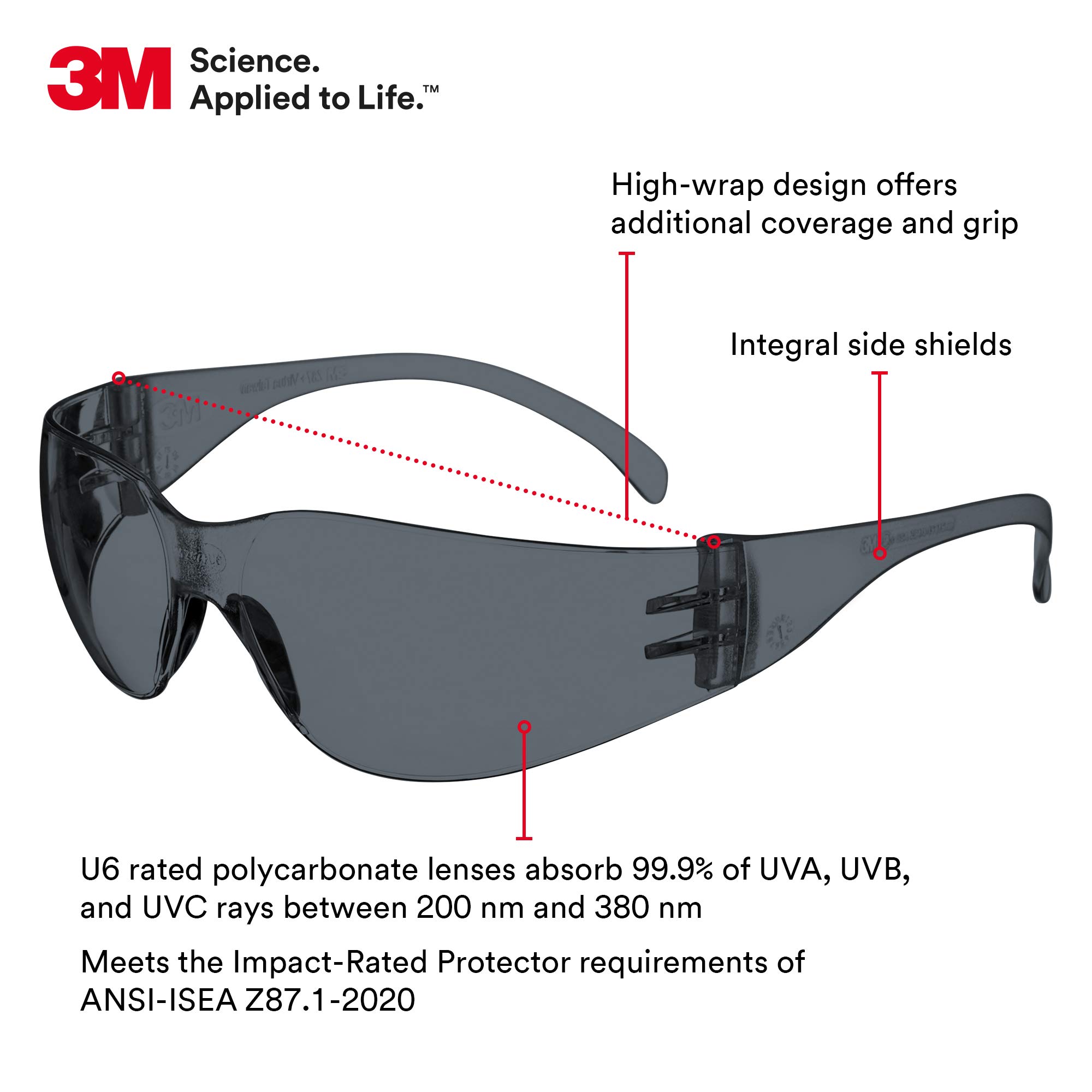 3M Virtua okulary ochronne, szare soczewki z twardą powłoką, szare (20 szt.)
