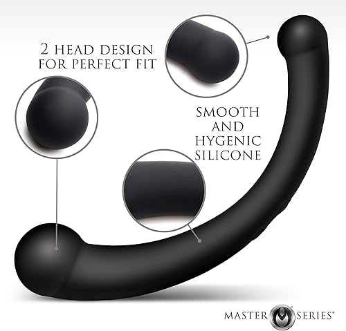 Miniatura 3 de MASTER SERIES Consolador de doble extremo 10X Vibra-Crescent fabricado con silicona de primera calidad para hombres, mujeres y parejas. Punto G