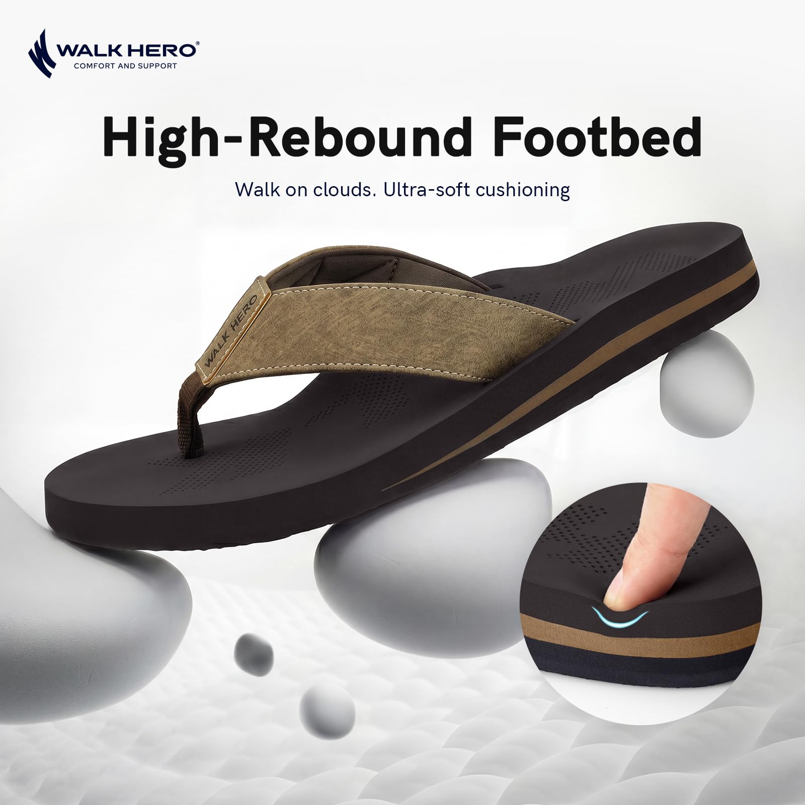 Men Sandals Flip Flop with Orthotic Arch Support Athletic Slide Sandals for Men with Soft Cushion Footbed