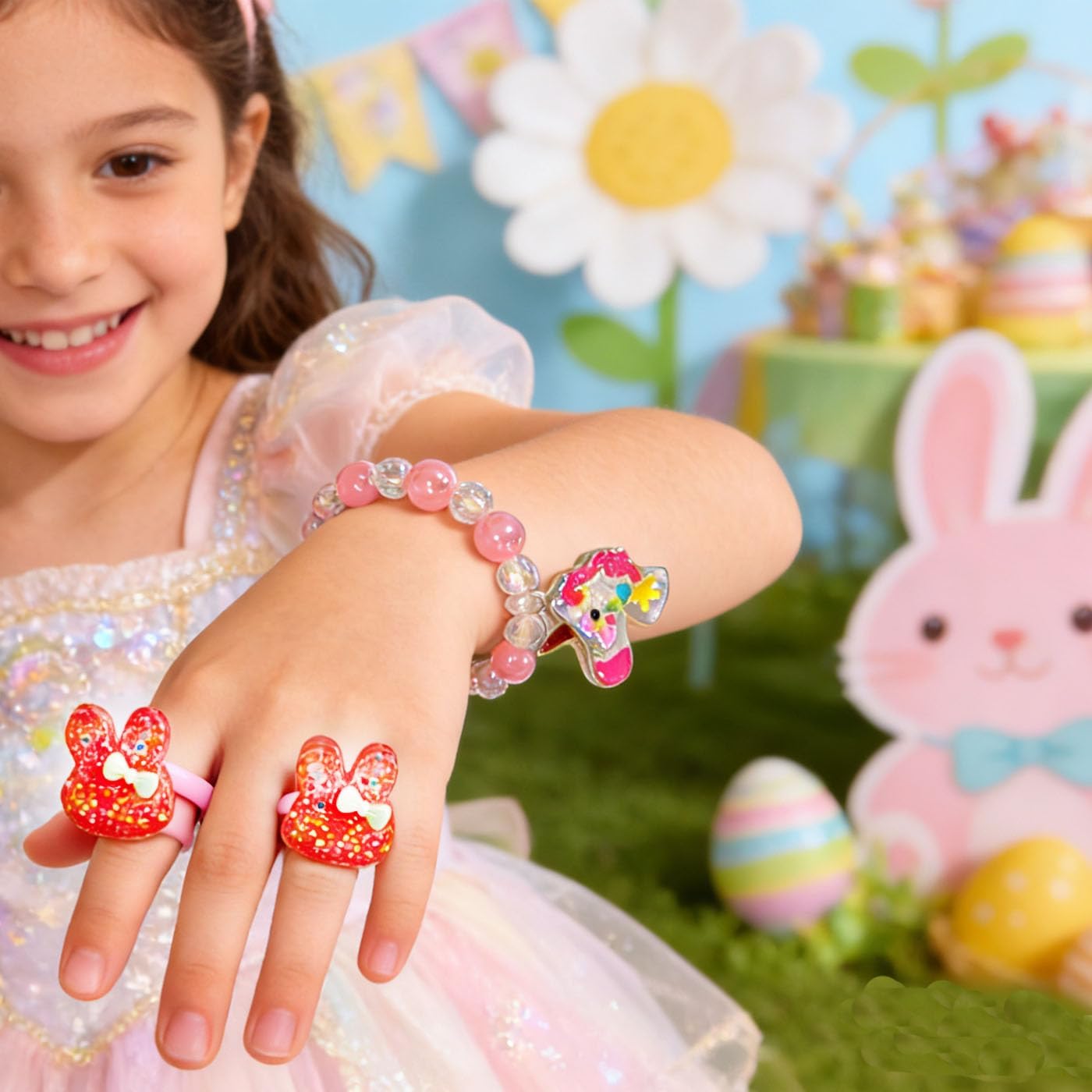 12 Pack Prefilled Princess Easter Eggs with Princess Bracelets and Rings Inside Jewelry Party Favor for Easter Basket Stuffers