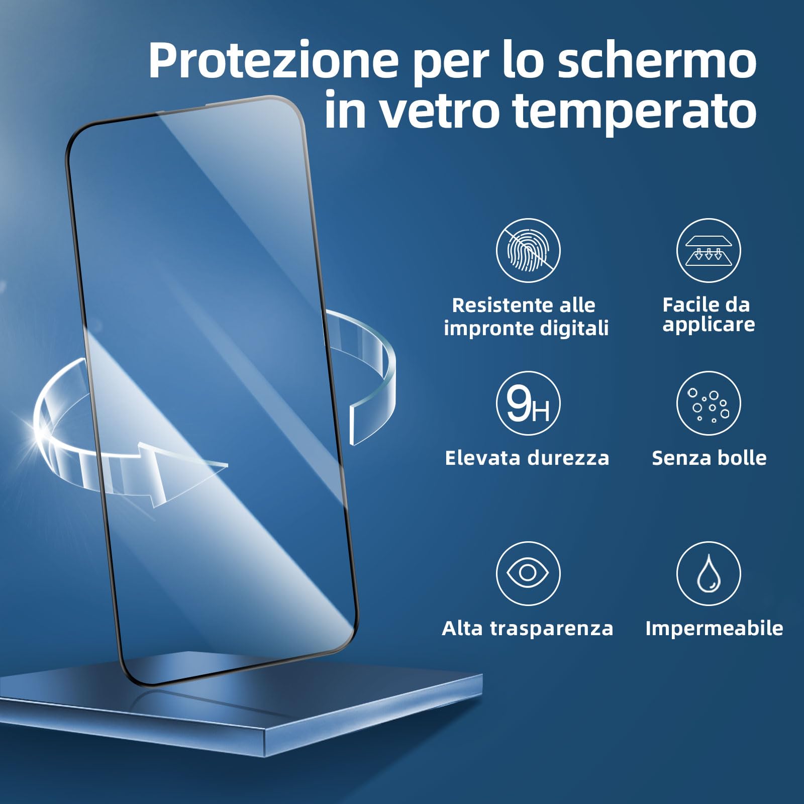 NEW'C 3 Pezzi, Pellicola Protettiva Schermo Intero per iPhone 16 Pro Max 6,9 pollici [Installazione Automatica], Vetro Temperato - Ultra Resistente - Adatta alla Custodia