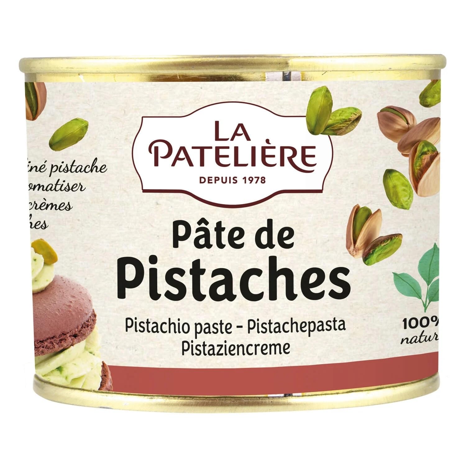 LA PATELIERE - Pâte de Pistache - 100% Naturel · Aide-Culinaire Idéale pour Pâtisseries et Desserts · La Pâte de Pistache Pure qui Sublime les Créations Pâtissières - la boite de 200g - Le Lot De 2