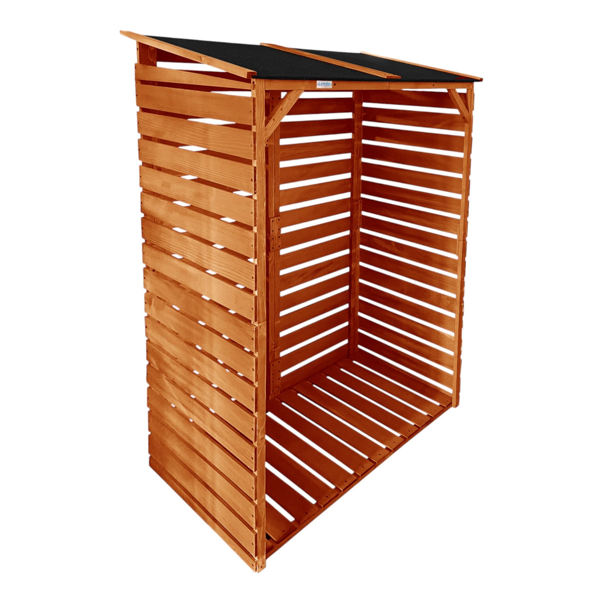 Legnaia in Legno Impregnato da Esterno con Tettoia – Portalegna da Giardino Coperto per Legna da Ardere – Struttura 118x59x158 cm (Marrone Miele)