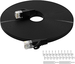 Lovicool Internet Cable Cat6 Gigabit LAN Network Cable 250MHz for Switch/Router/Modem/Patch Panel/PC/Modem/POE provided Cable Clips (15m)