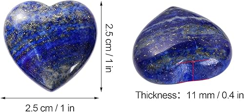 Miniatura 2 de Marrywindix 10 paquetes de 1 pulgada de cristal curativo natural de lapislázuli con corazón tallado de palma, piedra de preocupación de chakras y
