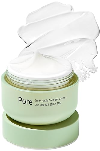 MILKTOUCH Green Apple Pore Collagen Cream - Crema facial de colágeno para apretar poros y control de sebo con extractos de manzana verde y ácido