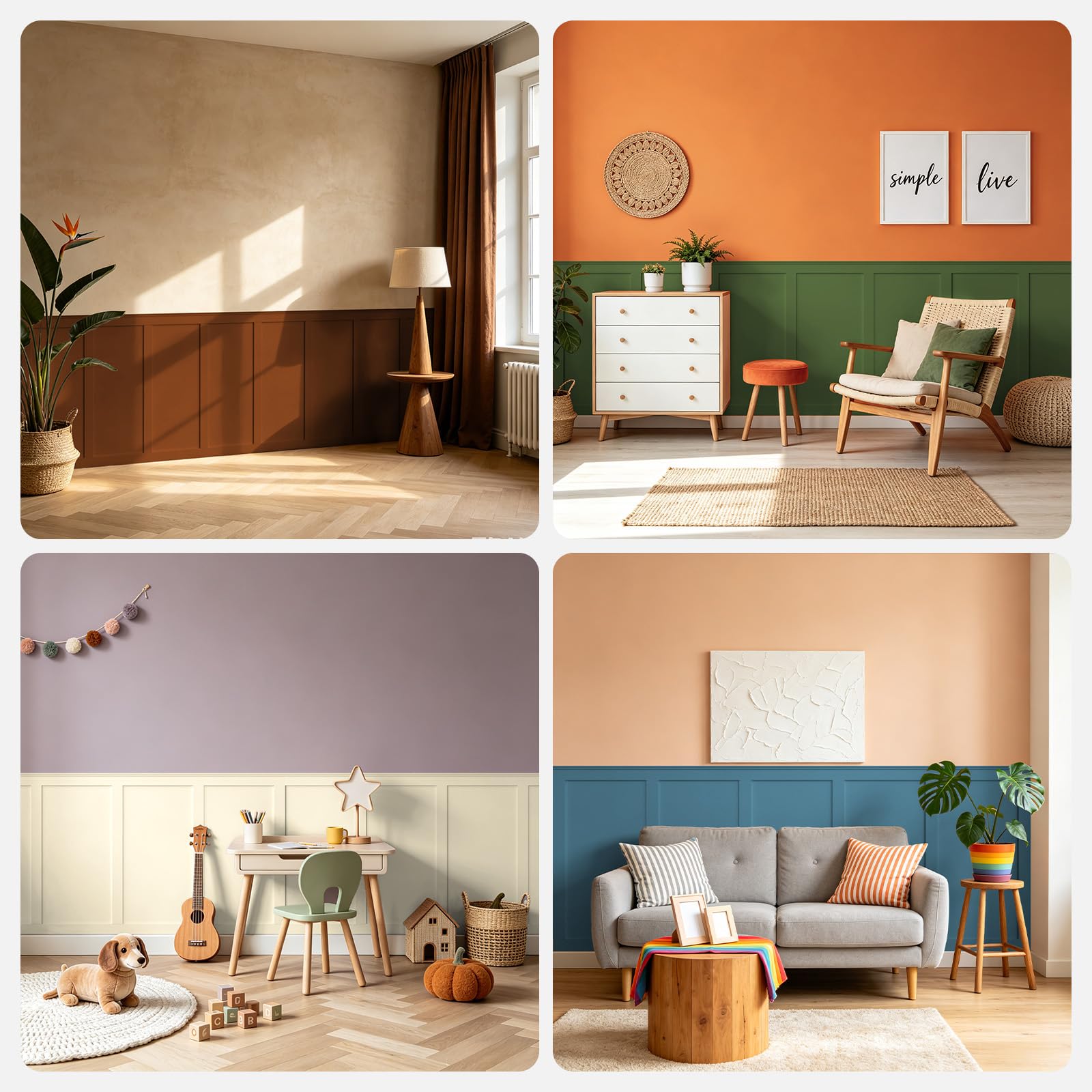 WADILE Kit Pannelli da Parete Board and Batten Rivestimento | Verniciabile In PS, 24 Modanature, 6 Profili Di Finitura, Pannelli Decorativi, Soggiorno Camera Da Letto Corridoio