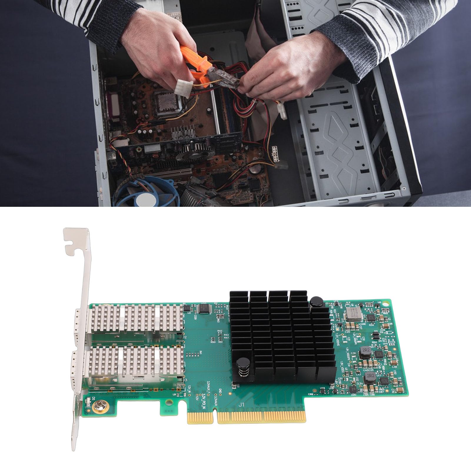 Kadimendium Scheda di Rete Ethernet PCIe 10G 25G Doppia Porta Trasmissione a Bassa Latenza per Sistemi Compatibili con