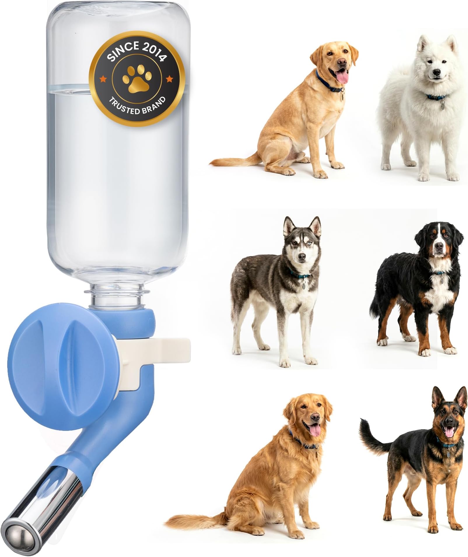 Choco Nose Patented No-Drip Dog Water Bottle/Feeder Leak-Proof Nozzle (C570 Blue, Large Sized Dogs-16.9 fl.oz)