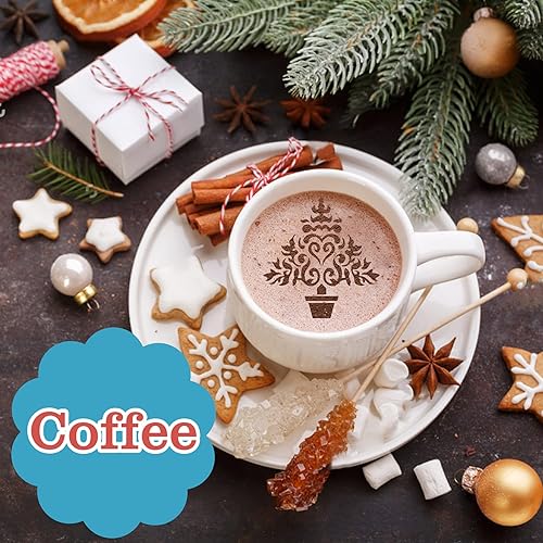 Miniatura 3 de Partywind Plantillas de Navidad para decoración de galletas, café, pasteles, plantillas de Navidad reutilizables para decoraciones de fiestas,