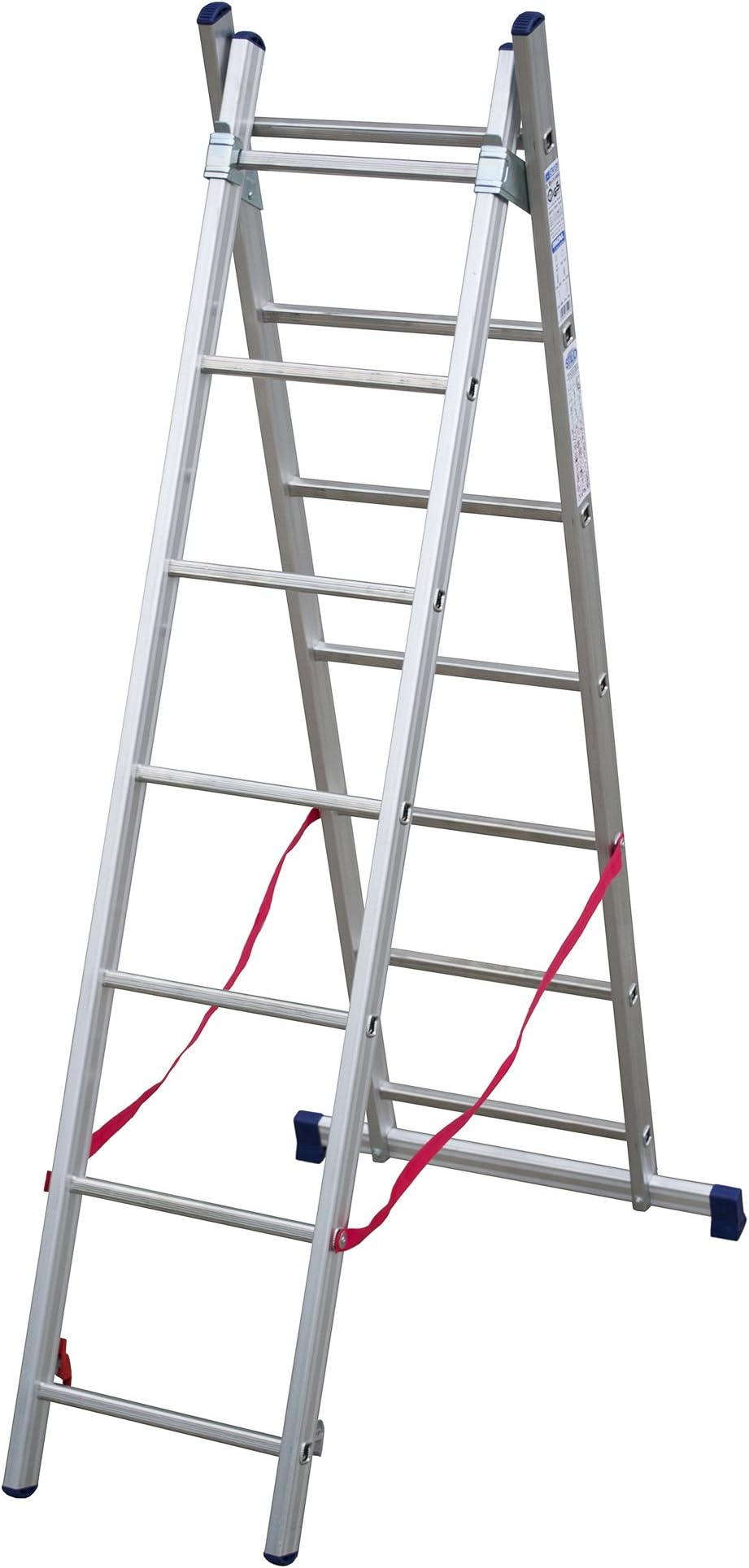 Light Duty 2m Double Section Aluminium Extension Ladder & Combi Step Ladder, Made in Italy, EN132